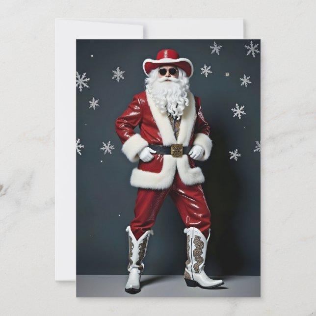 Cowboy-Weihnachtsmann Feiertagskarte (Vorderseite)