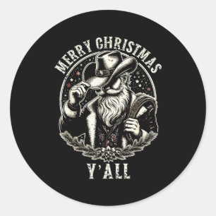 Cowboy Weihnachtsmann Frohe Weihnachten Western C Runder Aufkleber