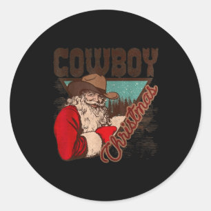 Cowboy-Weihnachtsmann Frohe Weihnachten Western-La Runder Aufkleber