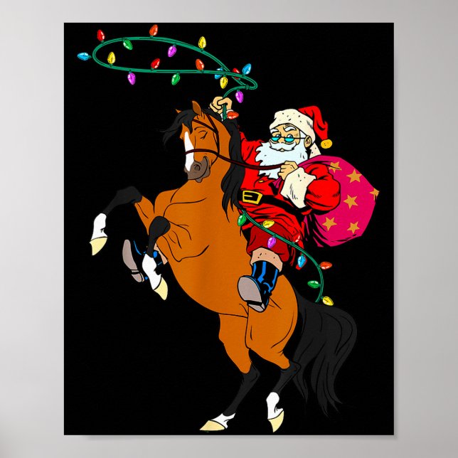 Cowboy-Weihnachtsmann reitet auf einem Pferd Weihn Poster (Vorne)