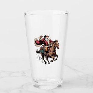 Cowboy Weihnachtsmann Reitet Ein Pferd Weihnachten Glas