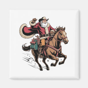 Cowboy Weihnachtsmann Reitet Ein Pferd Weihnachten Magnet