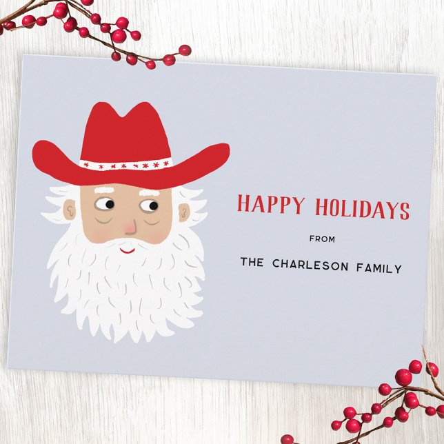 Cowboy Weihnachtsmann Weihnachten (Fun Cowboy Santa Claus Western Christmas custom text personalized holiday postcard)