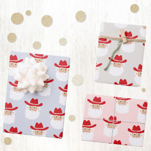 Cowboy-Weihnachtsmann Western-Weihnachten Geschenkpapier Set