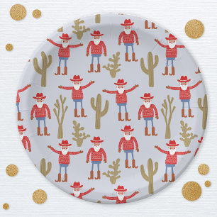 Cowboy-Weihnachtsmann Western-Weihnachten Pappteller