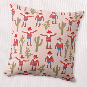 Cowboy Weihnachtsmann Western Weihnachten Pink Kissen
