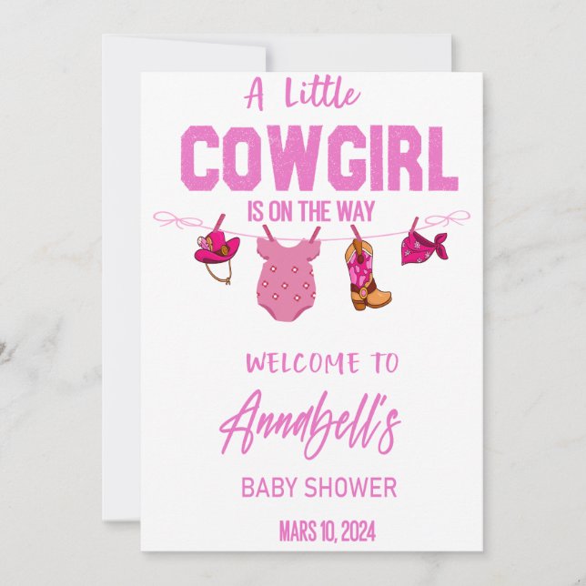 Cowboy Welcome Baby Duschgel, Wild West Baby Save The Date (Vorderseite)