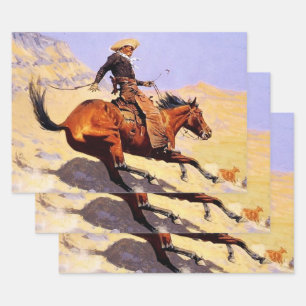 Cowboy Western Art von Frederic Remington Geschenkpapier Set