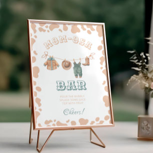 Cowboy Western Baby Shower Mom-osa Bar Schild