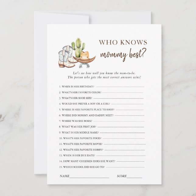 Cowboy Western Baby Showgame Einladung (Vorderseite)