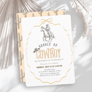 Cowboy Western Beige Schleife Geschlechtsneutrale Einladung