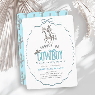 Cowboy Western Blaue Schleife Jungen Geburtstag Einladung