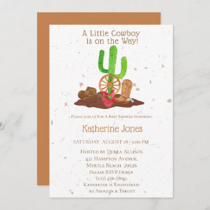 Cowboy Western Boy Baby Shower Einladung