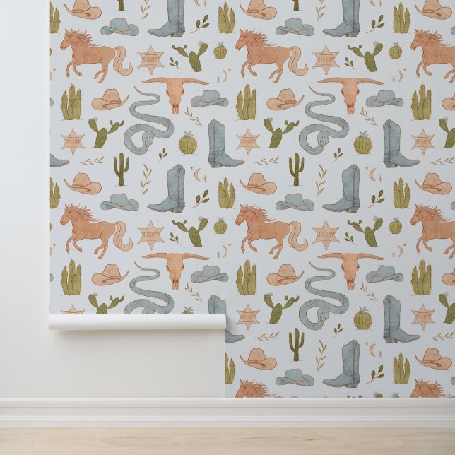 Cowboy Western Boy's Room Tapete (Anwendung)