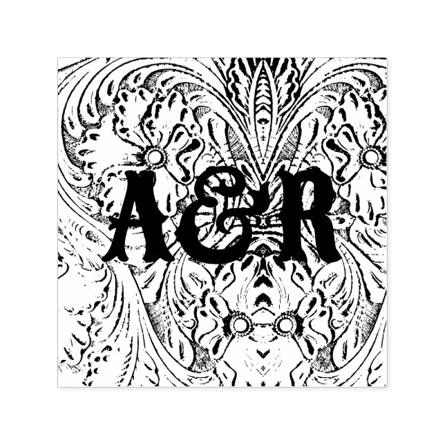 Cowboy Western Country Hochzeit Paar Monogramm Permastempel (Design)