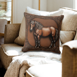 Cowboy Western Country Reittier Brown Pferd Kissen