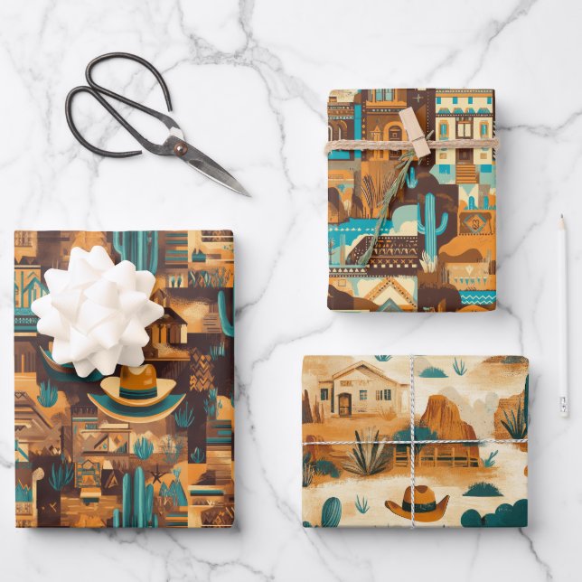 Cowboy Western Desert Brown Geschenkpapier Set (Vorderseite)