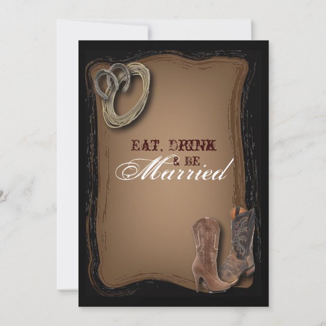 Cowboy Western Hochzeit Probe Abendessen Einladung (Rückseite)