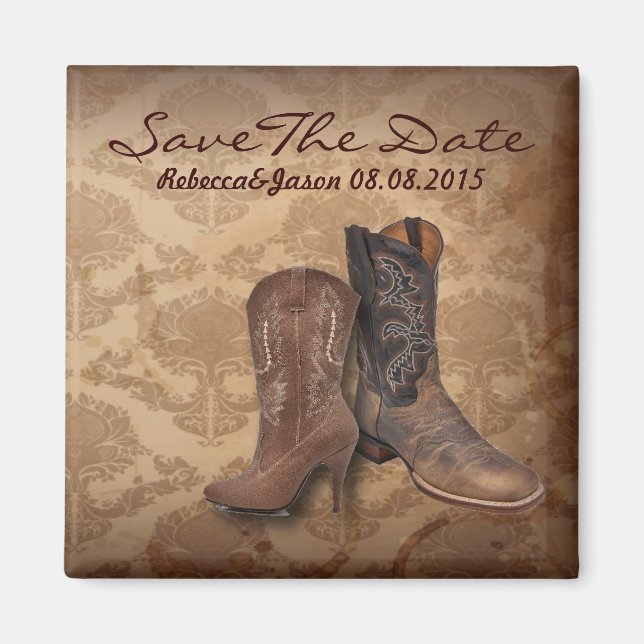 Cowboy-Western-Hochzeit Save the Date Magnet (Vorne)