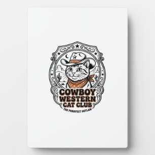 Cowboy Western Katze Haustier Liebhaber Shirt Kuns Fotoplatte