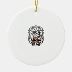 Cowboy Western Katze Haustier Liebhaber Shirt Kuns Keramik Ornament