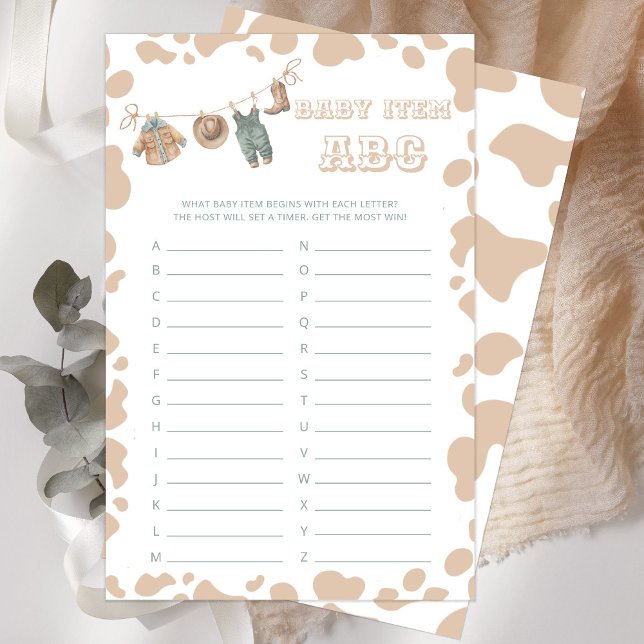 Cowboy-Western Kinderdusche Gegenstand ABC-Spiel (Von Creator hochgeladen)