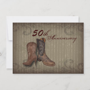 Cowboy Western Land 50. Hochzeitstag Einladung