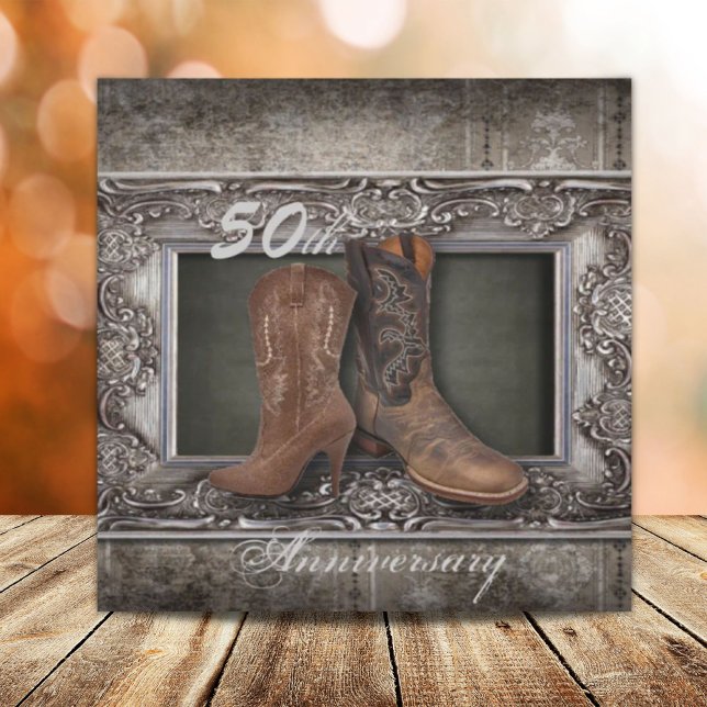 Cowboy Western Land 50. Hochzeitstag Einladung (cowboy western country 50th wedding anniversary invitation)