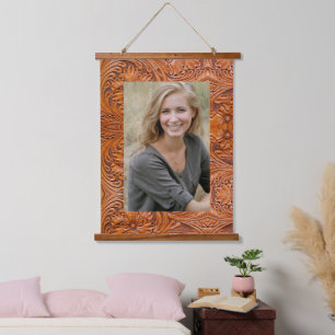 Cowboy-Western-Land-Ummantelung aus gefertigtem Le Wandteppich Mit Holzrahmen