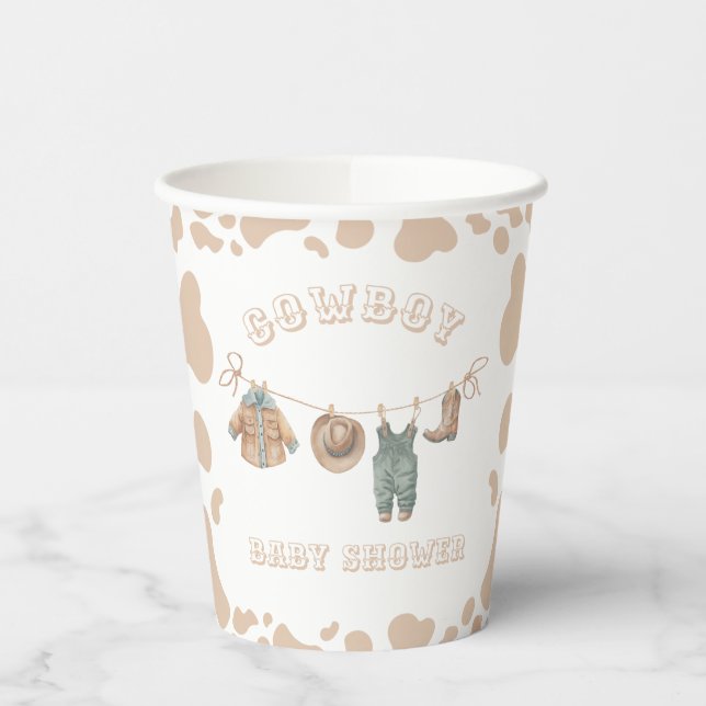 Cowboy-Western Light Brown Boy Baby-Dusche Pappbecher (Links)