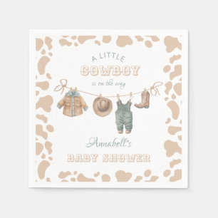 Cowboy Western Light Brown Boy Baby Dusche Willkom Serviette