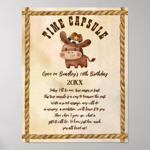 Cowboy Western Party niedliche Pferdezeitkapsel Poster