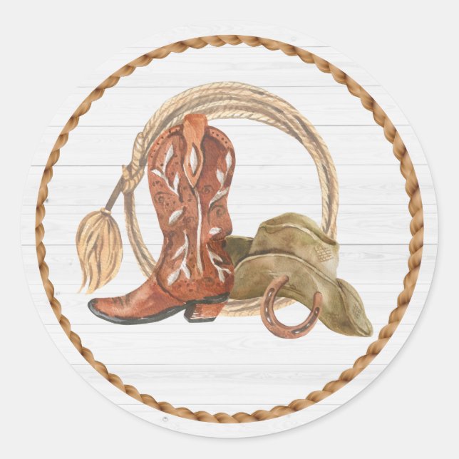Cowboy-Western-Party Runder Aufkleber (Vorderseite)
