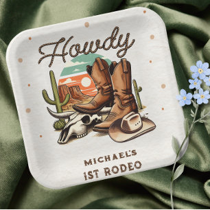 Cowboy Western Rodeo Geburtstagskinder Pappteller