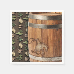 Cowboy Western Rodeo Holzfass Geburtstagsfeier Serviette