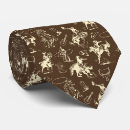 Cowboy Western Rodeo Horses Dark Brown Krawatte