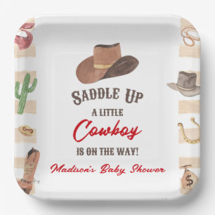Cowboy Western Rodeo Wild West Baby Dusche Pappteller