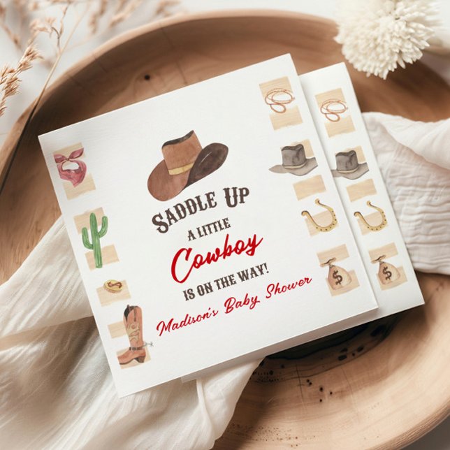 Cowboy Western Rodeo Wild West Baby Shower Serviette (Von Creator hochgeladen)