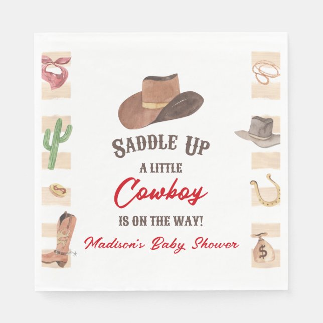 Cowboy Western Rodeo Wild West Baby Shower Serviette (Vorderseite)
