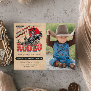 Cowboy Western Rodeo Wild West Foto Geburtstag Einladung