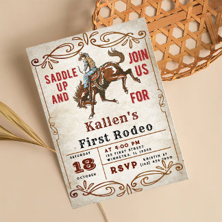 Cowboy Western Rodeo Wild West Geburtstagspartei Einladung