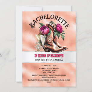 Cowboy-Western stiefelt magentafarbene Pfirsichbla Einladung