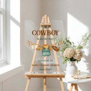Cowboy Western Wäscheleine Babyparty Willkommen Acrylschild