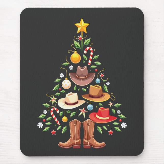 Cowboy Western Weihnachtsbaum Santa Mousepad (Vorne)