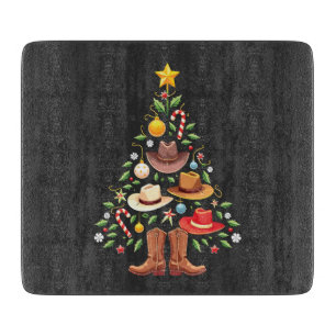 Cowboy Western Weihnachtsbaum Santa Schneidebrett