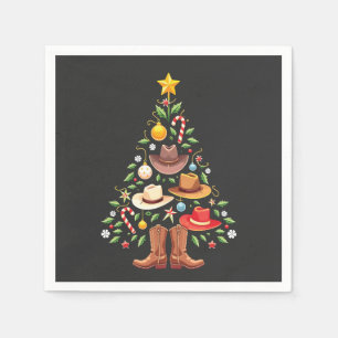 Cowboy Western Weihnachtsbaum Santa Serviette