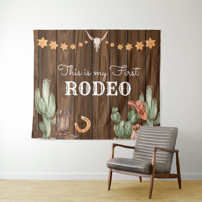 Cowboy Wild West 1st Rodeo Ranch Birthday Party  Wandteppich (Beispiel (Horizontal))