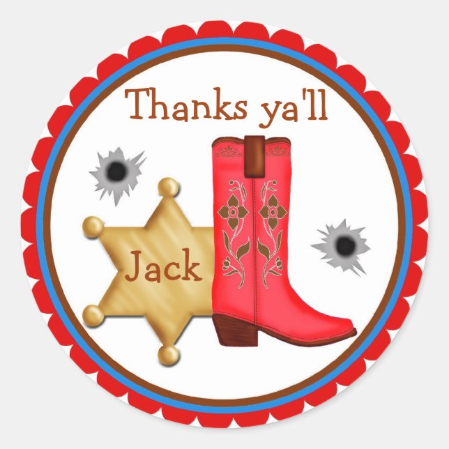 Cowboy Wild West Birthday Stickers (Vorderseite)