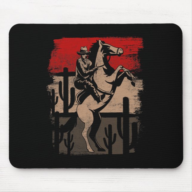 Cowboy Wild West Country Horseck Riding Horse Rett Mousepad (Vorne)
