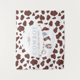 Cowboy Wild West rodeo blue baby shower Wandteppich